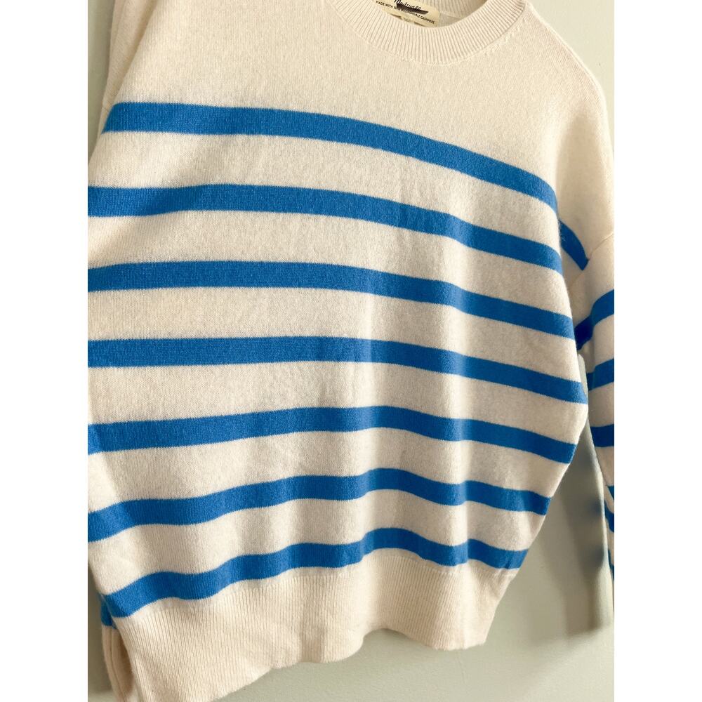 Madewell | NWT (Re)sponsible Cashmere Oversized Sweater hthr blue sky stripe XXS - Picture 4 of 8